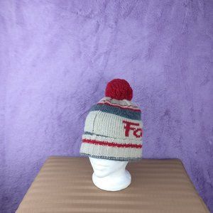 Made in Canada, ALPACA WOOL Knit Beanie Hat, Wool Torque, Oat/Neutral/Gray/Red